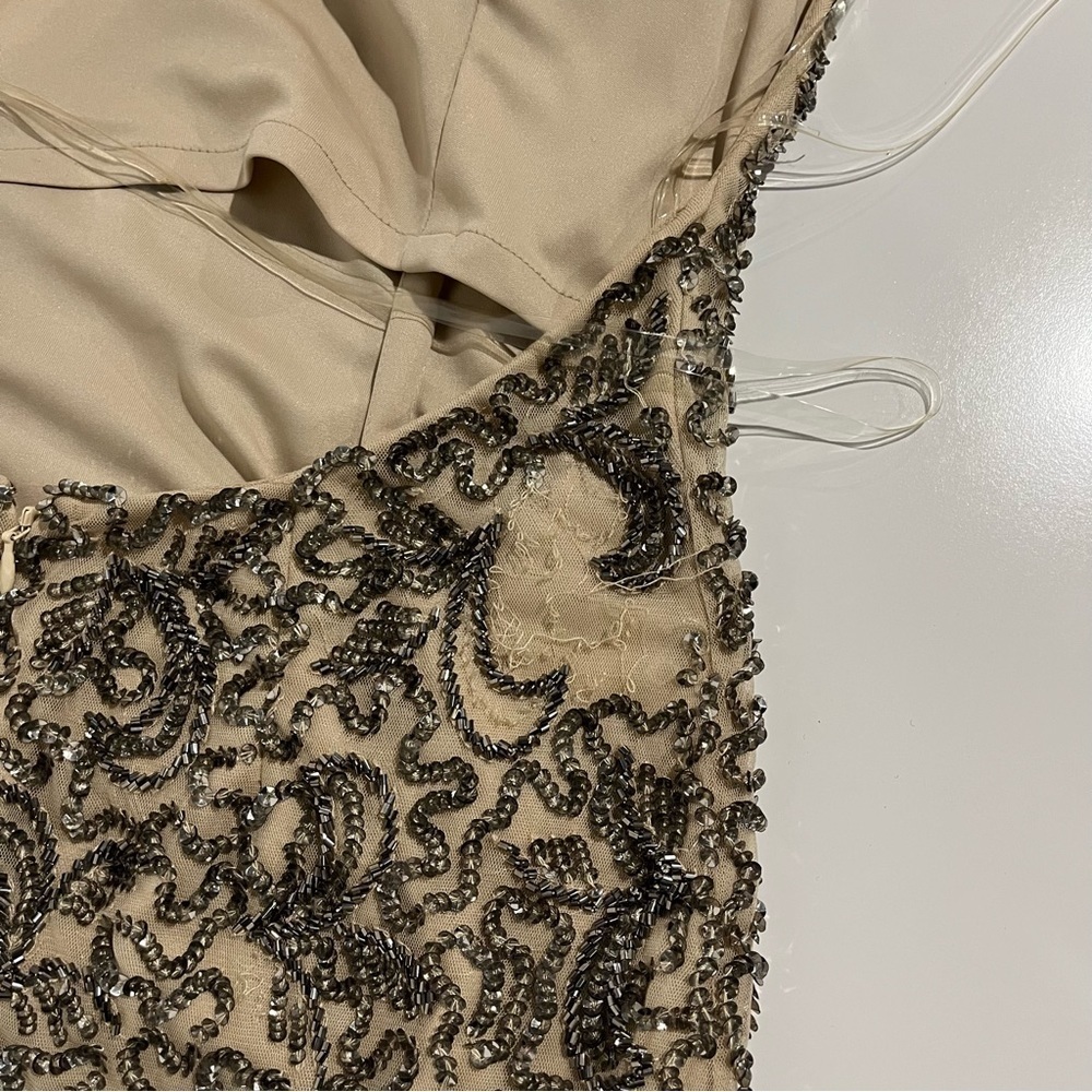 NWT lush beaded backless evening gown champagne size 8 - Picture 12 of 15